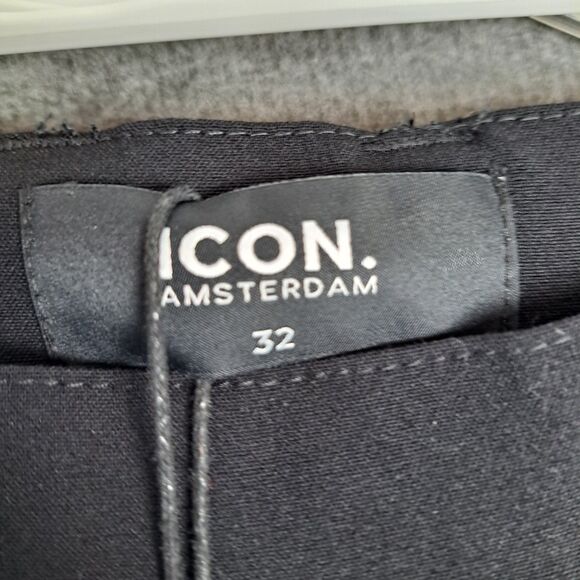 NWT ICON Amsterdam Trousers Dress Pants Size 32 31x29 Solid Black - Picture 3 of 14